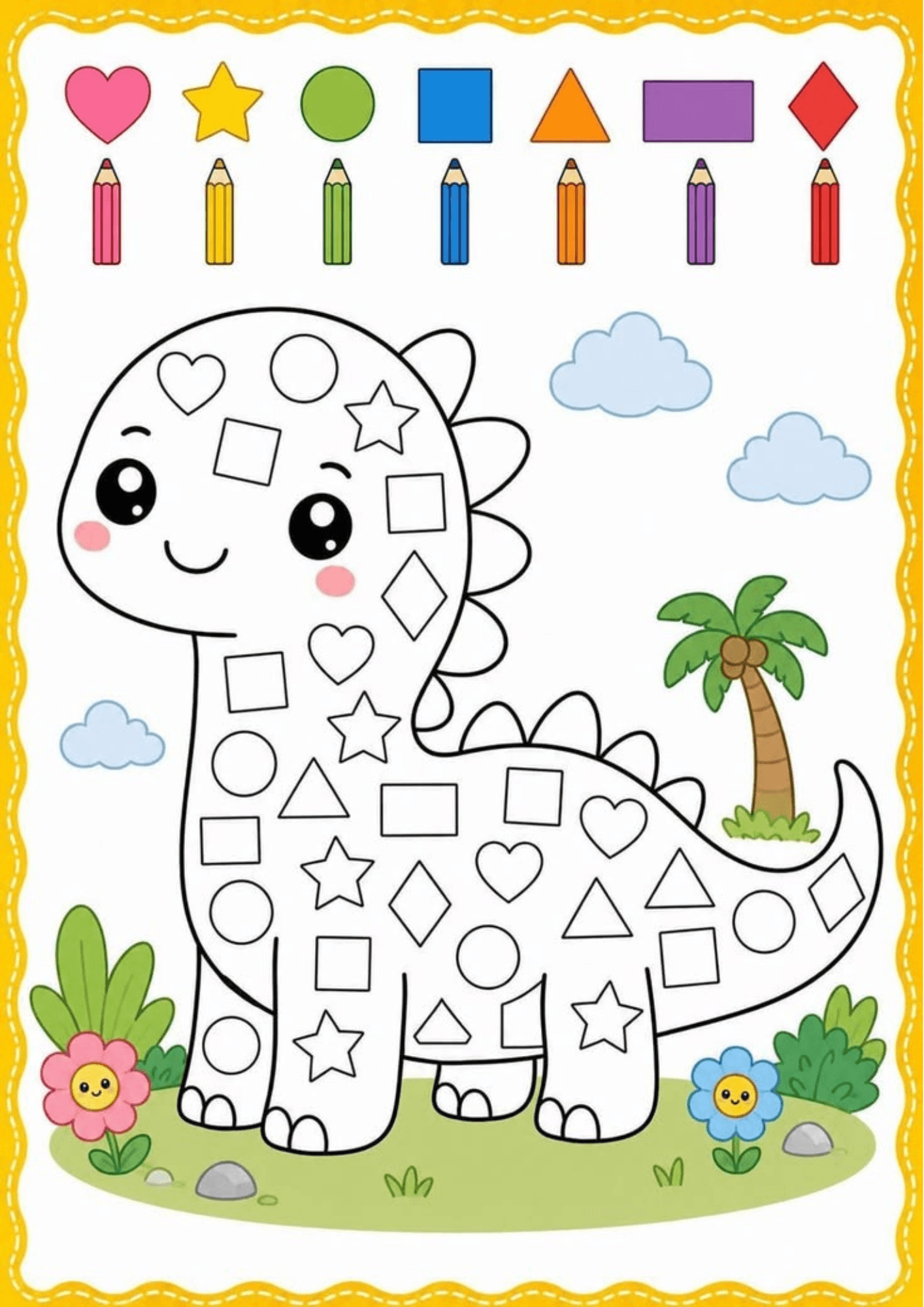 Pastel Pink Green Blue Minimal Doodle A4 Document - 8