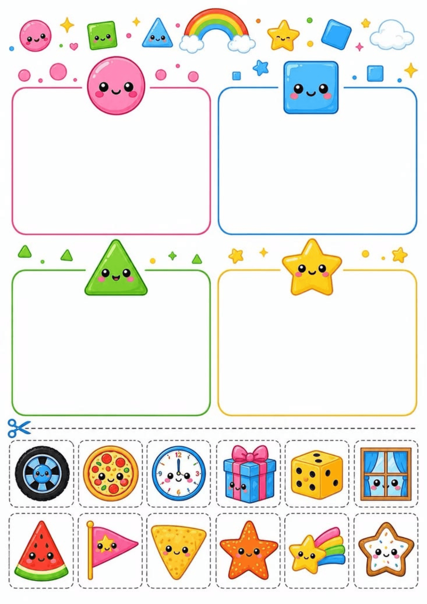Pastel Pink Green Blue Minimal Doodle A4 Document - 6