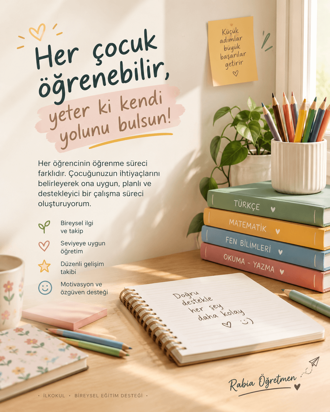 Sıcak Pastel Eğitim Masası Posterleri